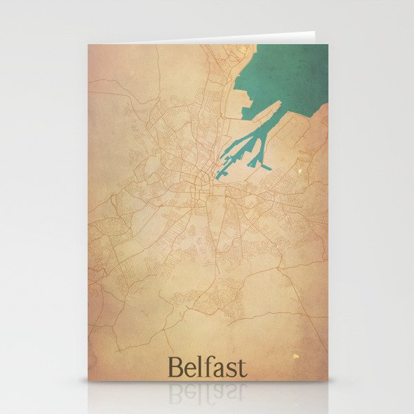 Belfast vintage map Stationery Cards