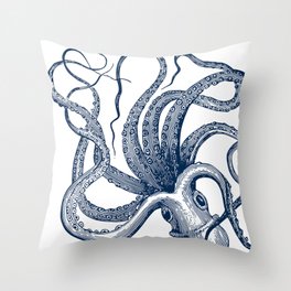 Octopus Navy Throw Pillow