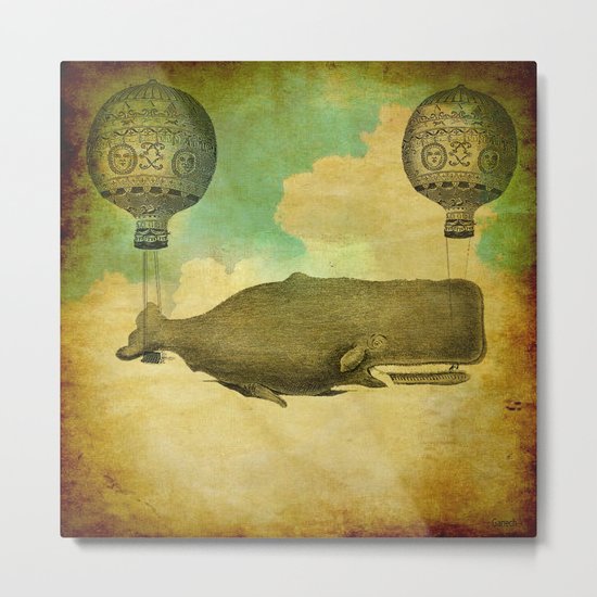 Floating whale Metal Print