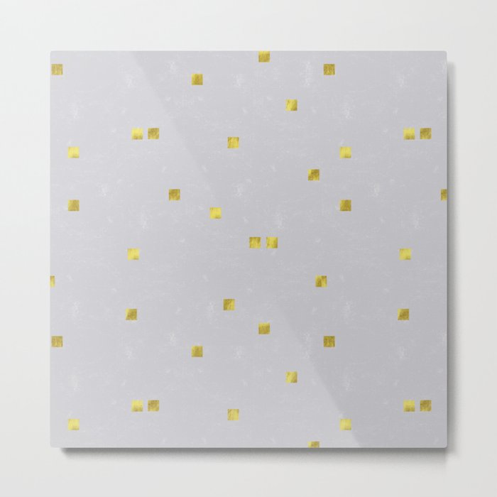 Gold on Gray Confetti pattern Metal Print