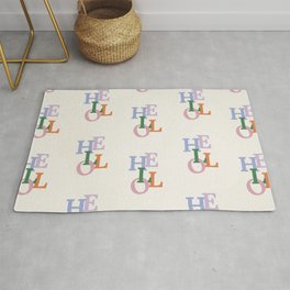 Hello Colorful Welcome Lettering | Pastel Typography Quote Area & Throw Rug