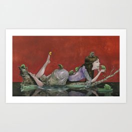 The lady and the frog Art Print