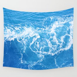 Teal Blue Ocean Waves, Aqua Blue Ocean Waves Wall Tapestry
