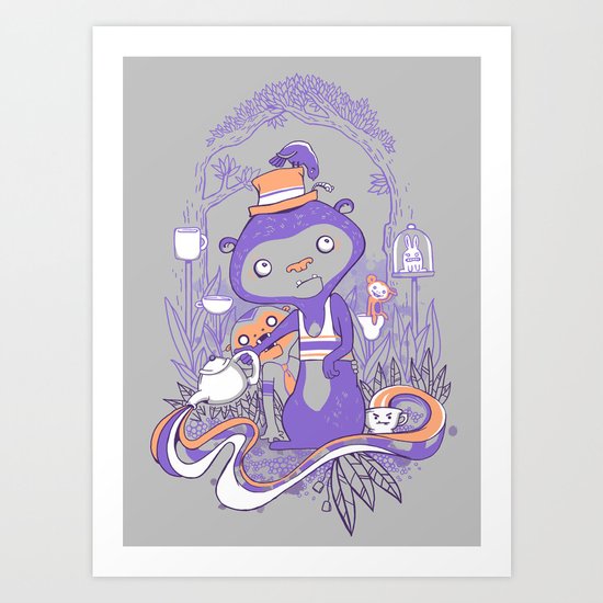 Tea Monkey Tea Party Art Print