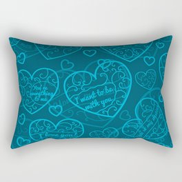 Blue Love Heart Collection Rectangular Pillow