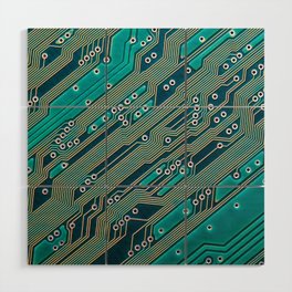 Electronic circuit board close up Wood Wall Art
