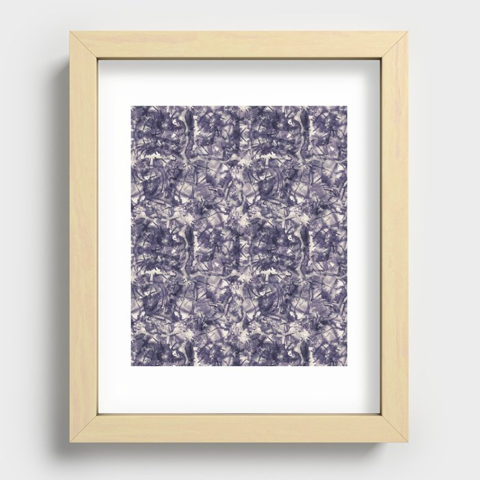 Abstract pattern with picturesque spots of dark blue paint Recessed Framed Print