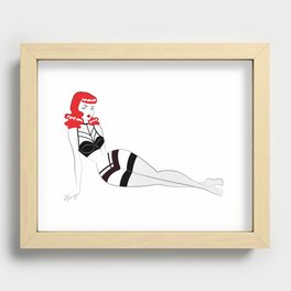 Redhead with lingerie Recessed Framed Print