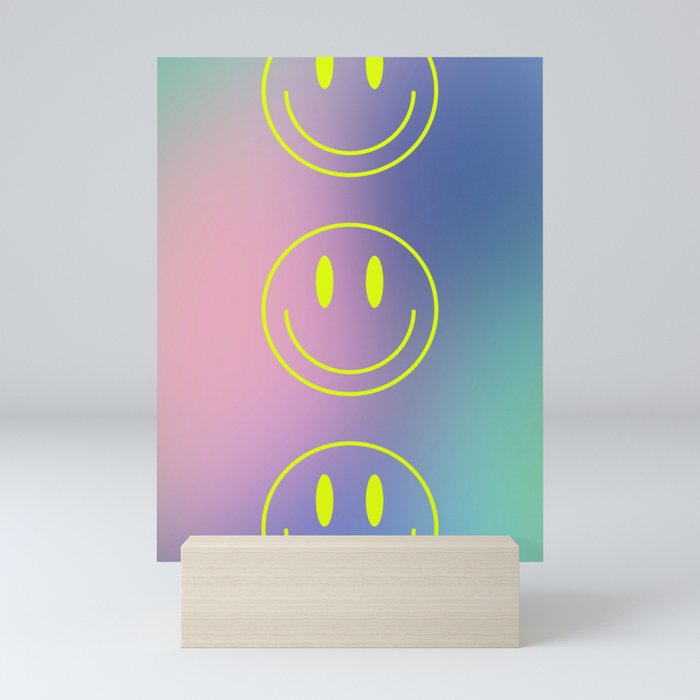 Neon Retro Smiley Mini Art Print