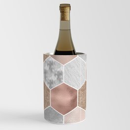 Gentle rose gold and marble hexagons Wine Chiller