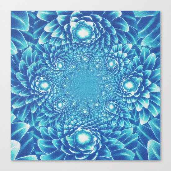 Fresh Modern Green Warp Cactus Pattern Fractal Art! Canvas Print