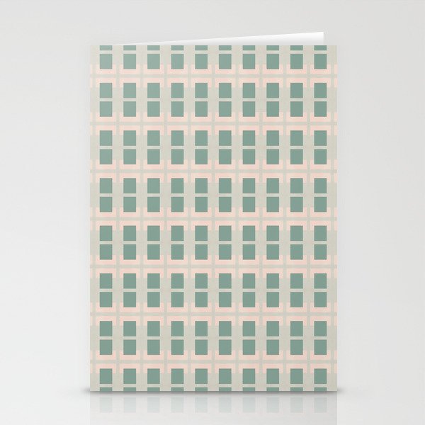 80s Mid Century Rectangles Sage Green Stationery Cards