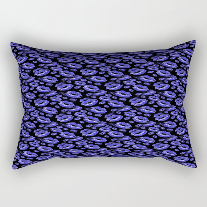 Two Kisses Collided Lip Affectionate Bold Blue Lips Pattern Rectangular Pillow