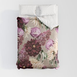 Bouquets of dahlias, tulips and lilac Comforter