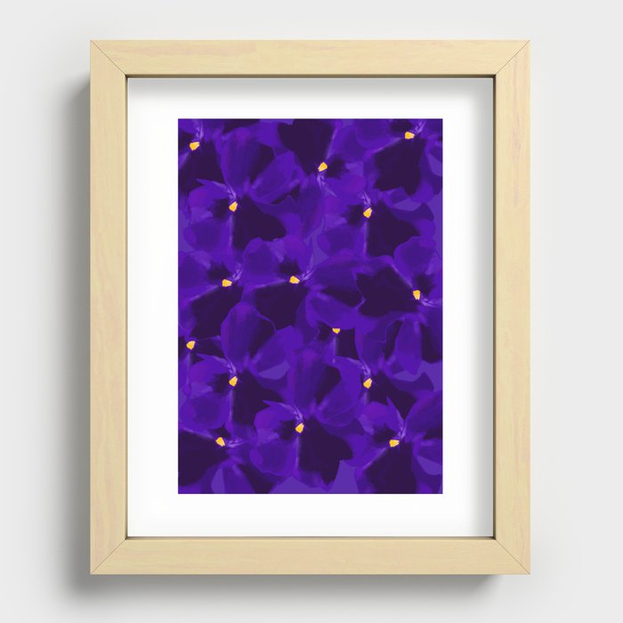 purple pansies Recessed Framed Print