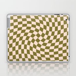 Check VI - Green Twist — Checkerboard Print Laptop & iPad Skin | Wavy, Checkerboard Pattern, Pattern, Green, Squares, Curated, Vintage, Checkerboard Green, Geometric, Checked Pillow 