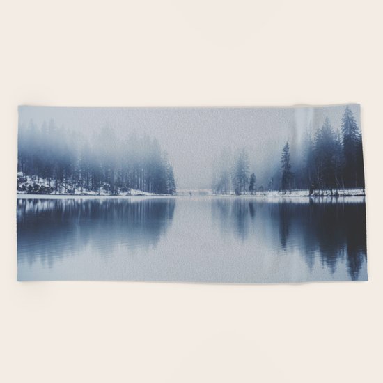 Foggy Winter Beach Towel