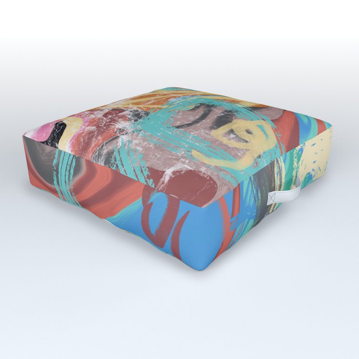 Multicolor abstract sketches Outdoor Floor Cushion