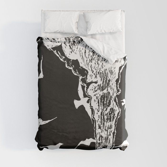 Crows and White Smoke Duvet Cover