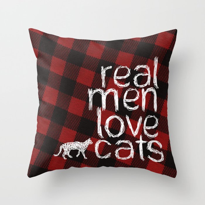 Real Men Love Cats Throw Pillow