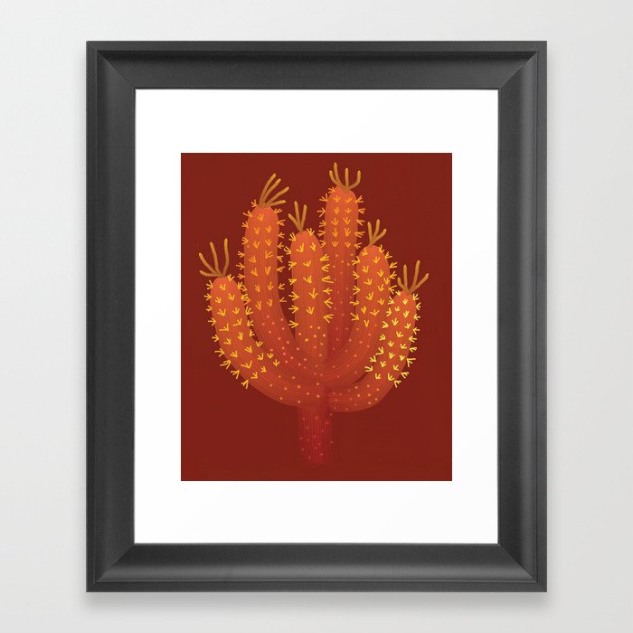 Brown Cactus - Warm Fource #cactuslover Framed Art Print