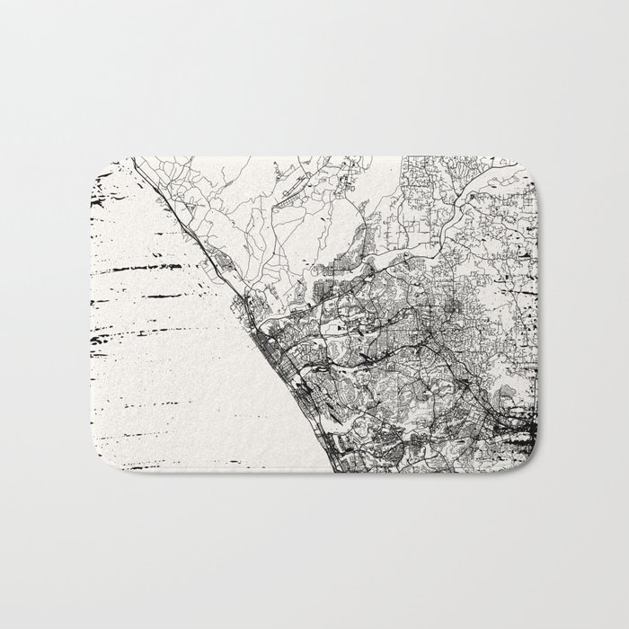 USA, Oceanside. City Map Drawing Bath Mat