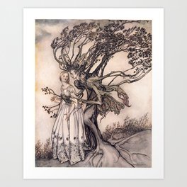 Art by Arthur Rackham from a rare 1917 edition of the Brothers Grimm fairy tales Art Print | Arthurrackham, Brothersgrimm, Curated, Fairytales, Trees, Love, Drawing 