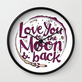 Love You to the Moon & Back...Merlot & Peach Wall Clock