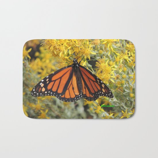 Monarch on Rubber Rabbitbrush Bath Mat