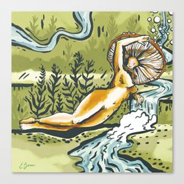 Sunshine Fern Mushroom Lady Canvas Print