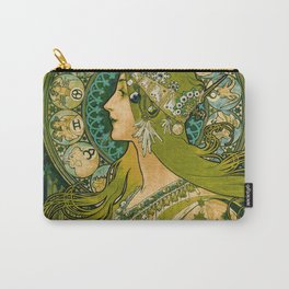 Emerald Green Vintage Astrology Poster | Alphonse Mucha Carry-All Pouch