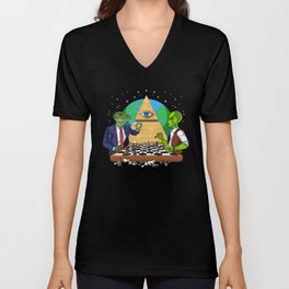 Alien Illuminati Conspiracy V Neck T Shirt