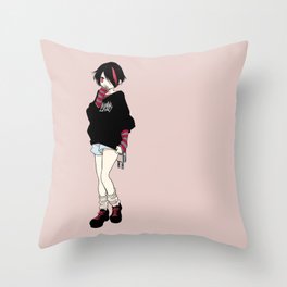 red punk girl Throw Pillow