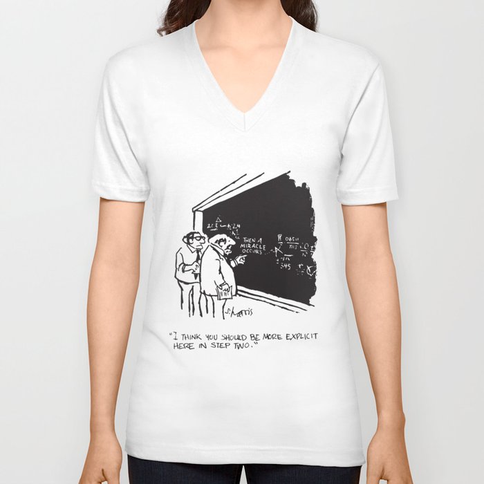 Sidney Harris Miracle Explicit Science Math Lab Humor Math   t-shirts V Neck T Shirt