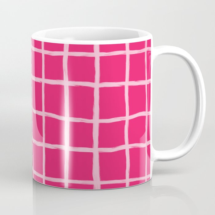 Pink on Pink Checkered Grid Coffee Mug