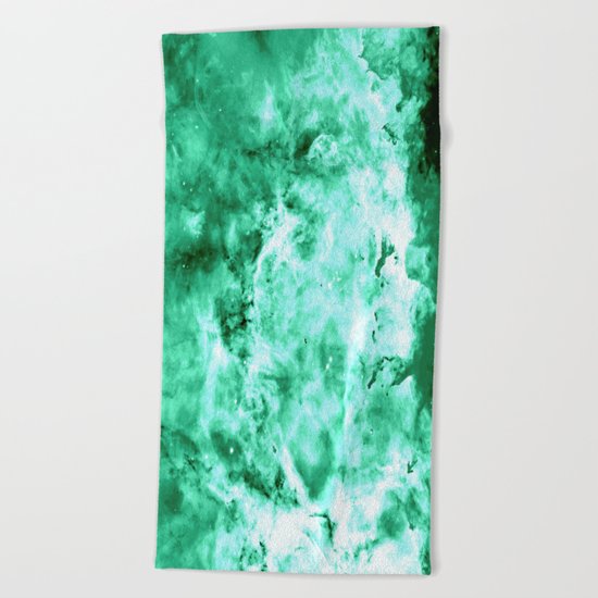 Sea Green Nebula Waves Beach Towel