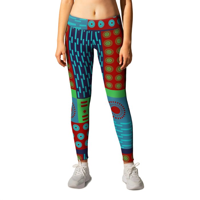 Japanese Style Colorful Patchwork Leggings