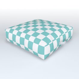 Aqua Checkerboard Pattern Outdoor Floor Cushion
