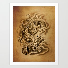 Hannya Dragon Art Print