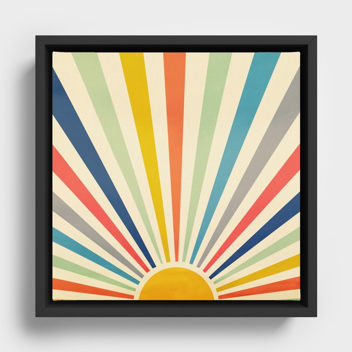 Sun Retro Art III Framed Canvas
