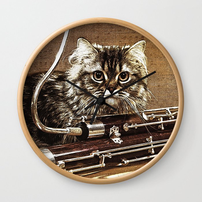 Music was my first love - cat and bassoon Wall Clock