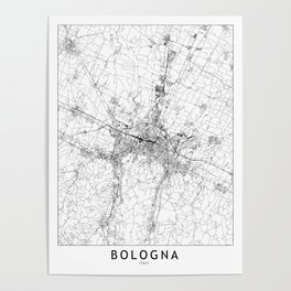 Bologna White Map Poster