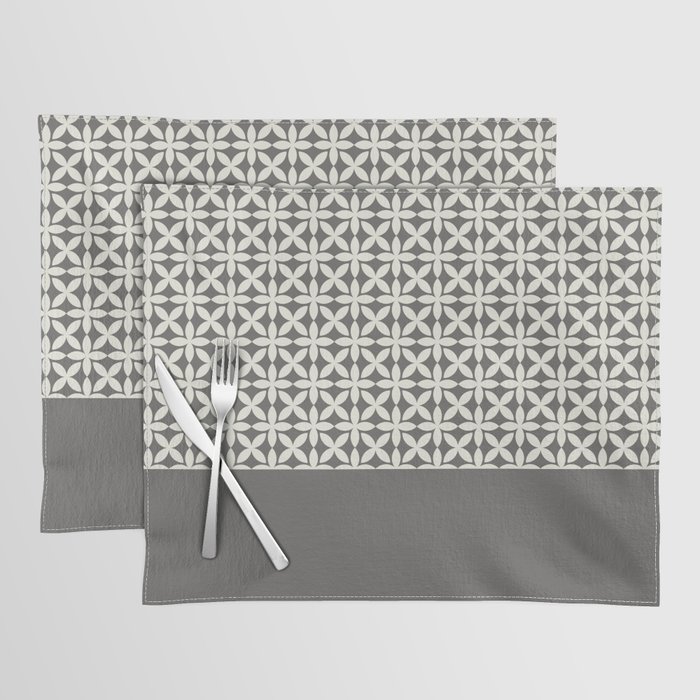 Pantone Cannoli Cream Square Petal Pattern on Pantone Pewter Placemat