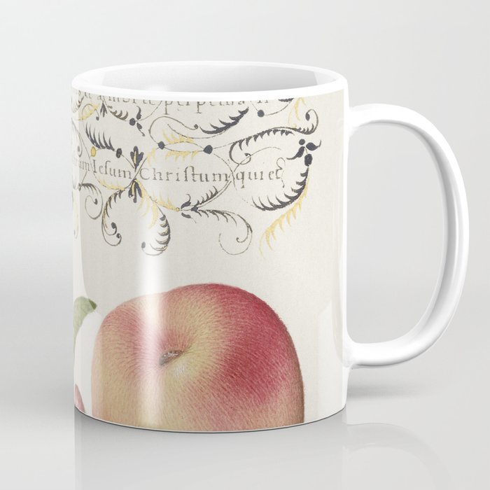 Vintage calligraphic art with flowers and peach Coffee Mug
