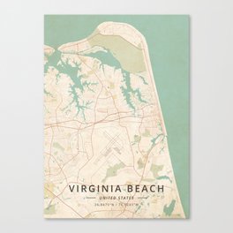 Virginia Beach, United States - Vintage Map Canvas Print