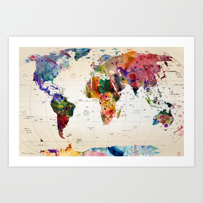 map Art Print by Mark Ashkenazi Society6