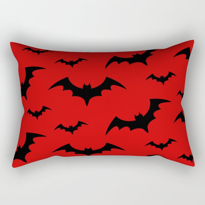 Halloween Bats Red & Black Rectangular Pillow