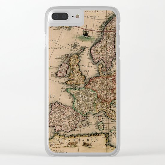 Antique Map Design Clear iPhone Case