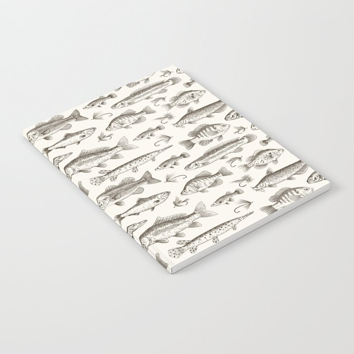 Brown - Freshwater Fish Toile Notebook
