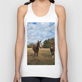 Two Horse Amigos in Pasture Unisex Tank Top